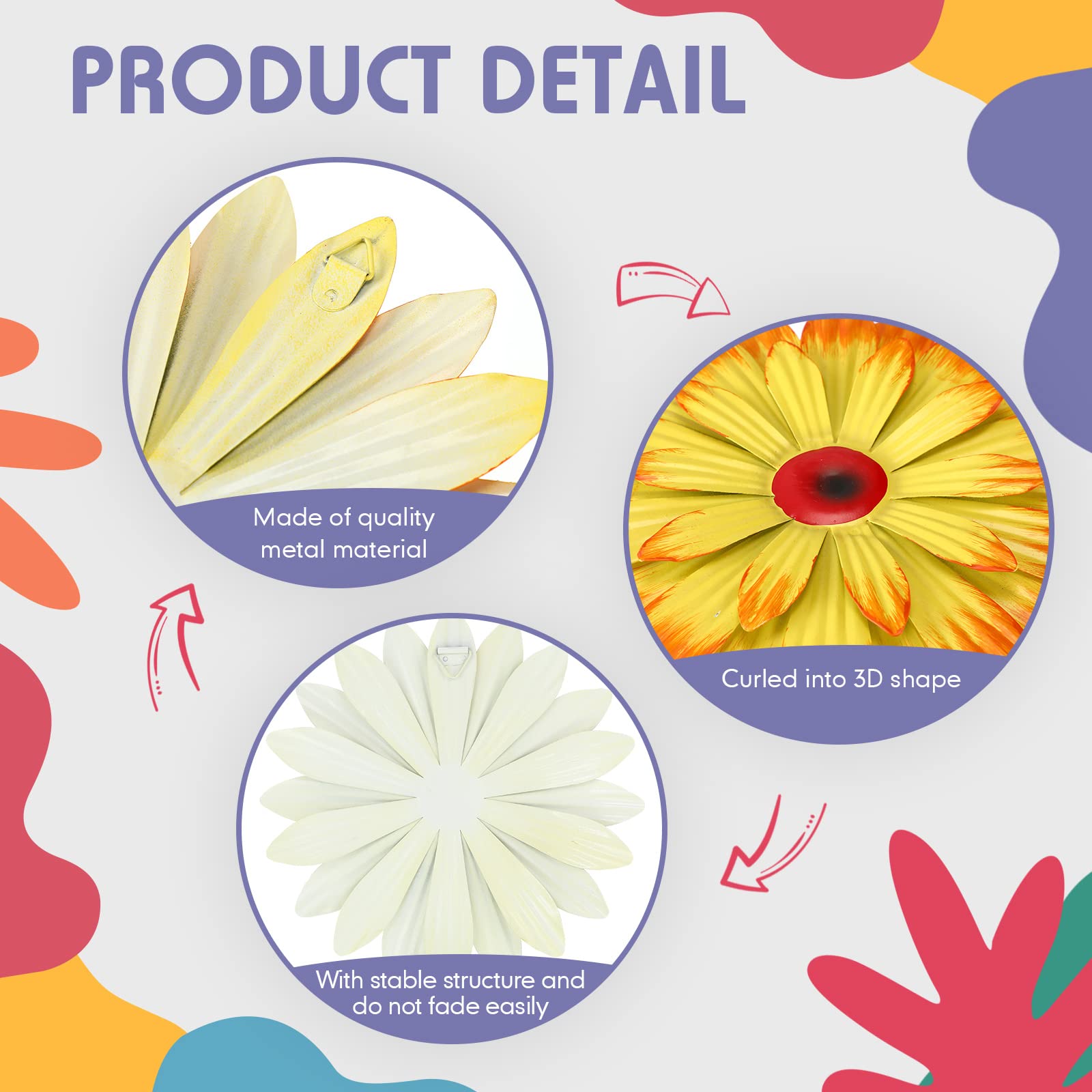 Zhehao weatherproof metal flower wall art ready for outdoors