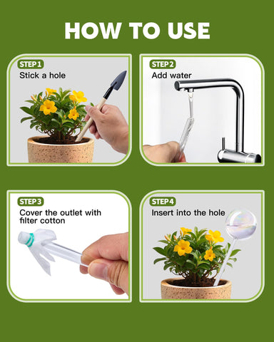 ZhenD glass watering bulbs outdoor garden planters ready for balcony use.
