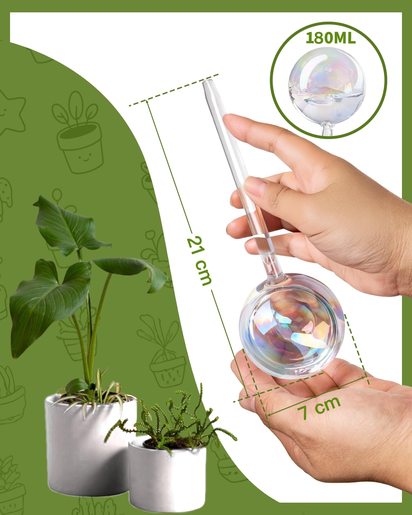 ZhenD iridescent globe for hanging plants delivering hands-free care and color.
