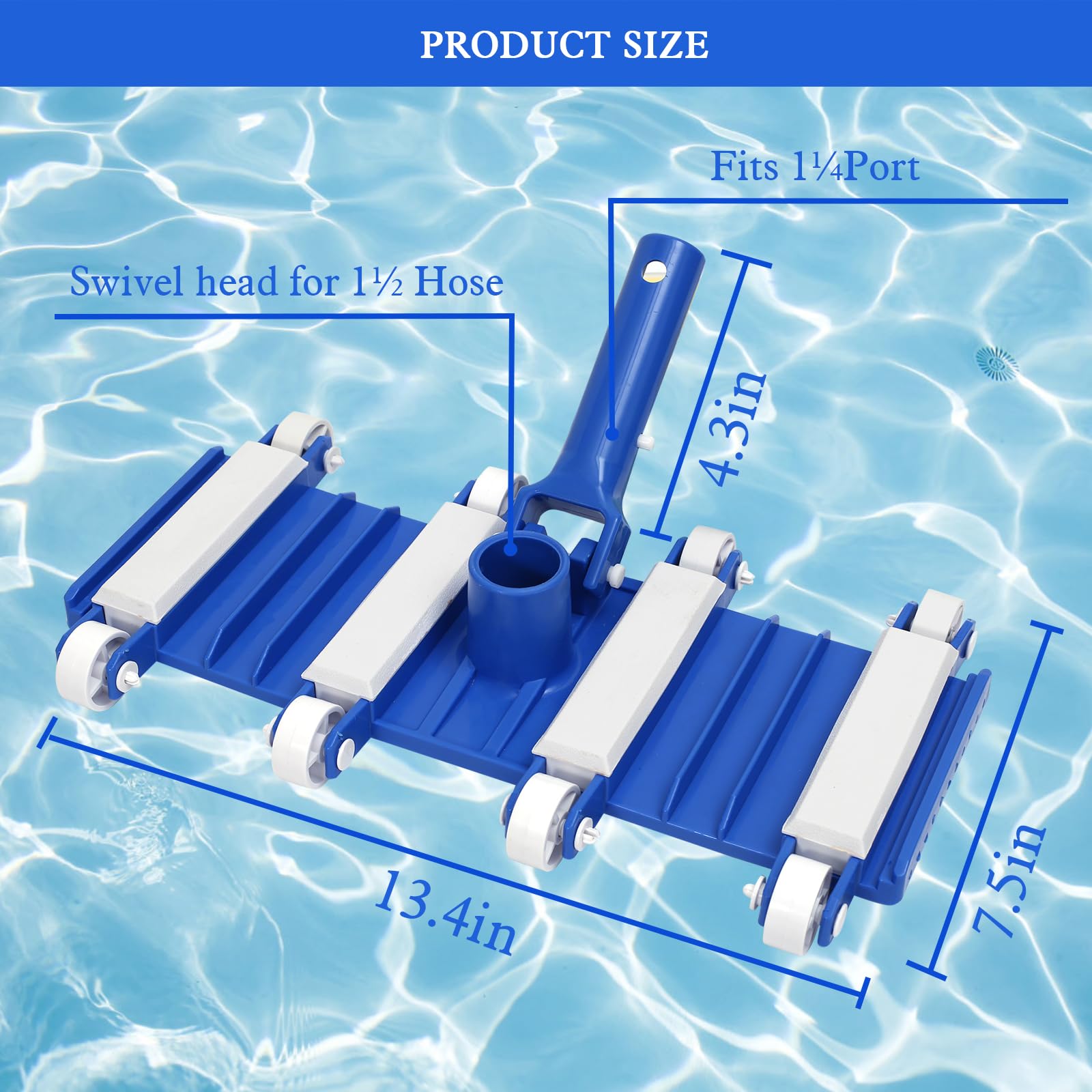 Zhengjiake heavy-duty head with four weighted plates improves suction on pool bottoms.