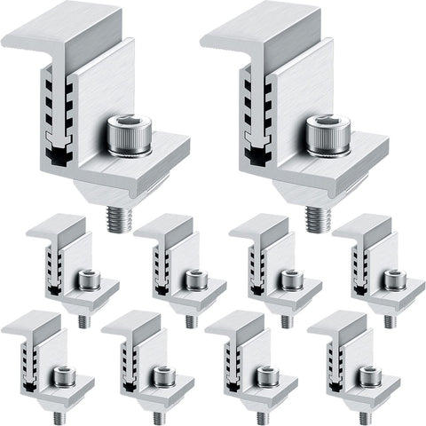 Zhengmy 10-piece end clamp kit secures solar panels on rails.