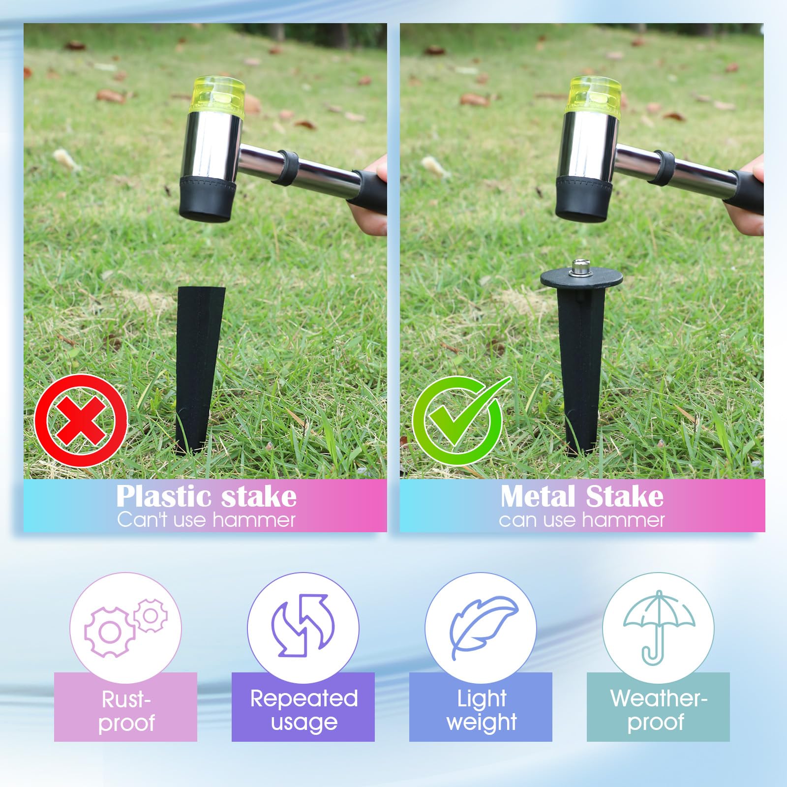 Zhengmy fluted stake design grips soil securely for long-lasting anchoring.