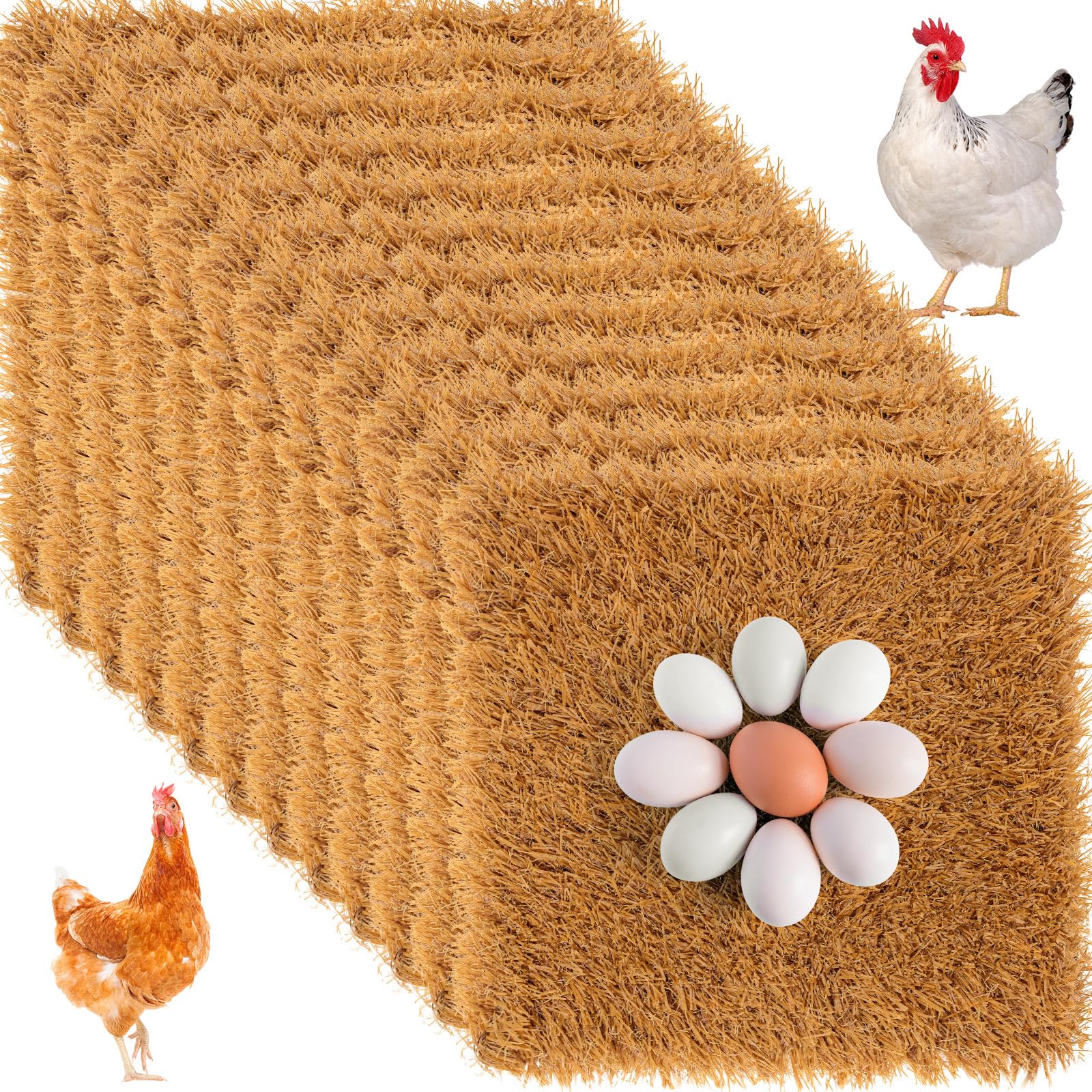 Zhengmy brown nesting pad 12x12 with soft grass texture for cozy hen nesting