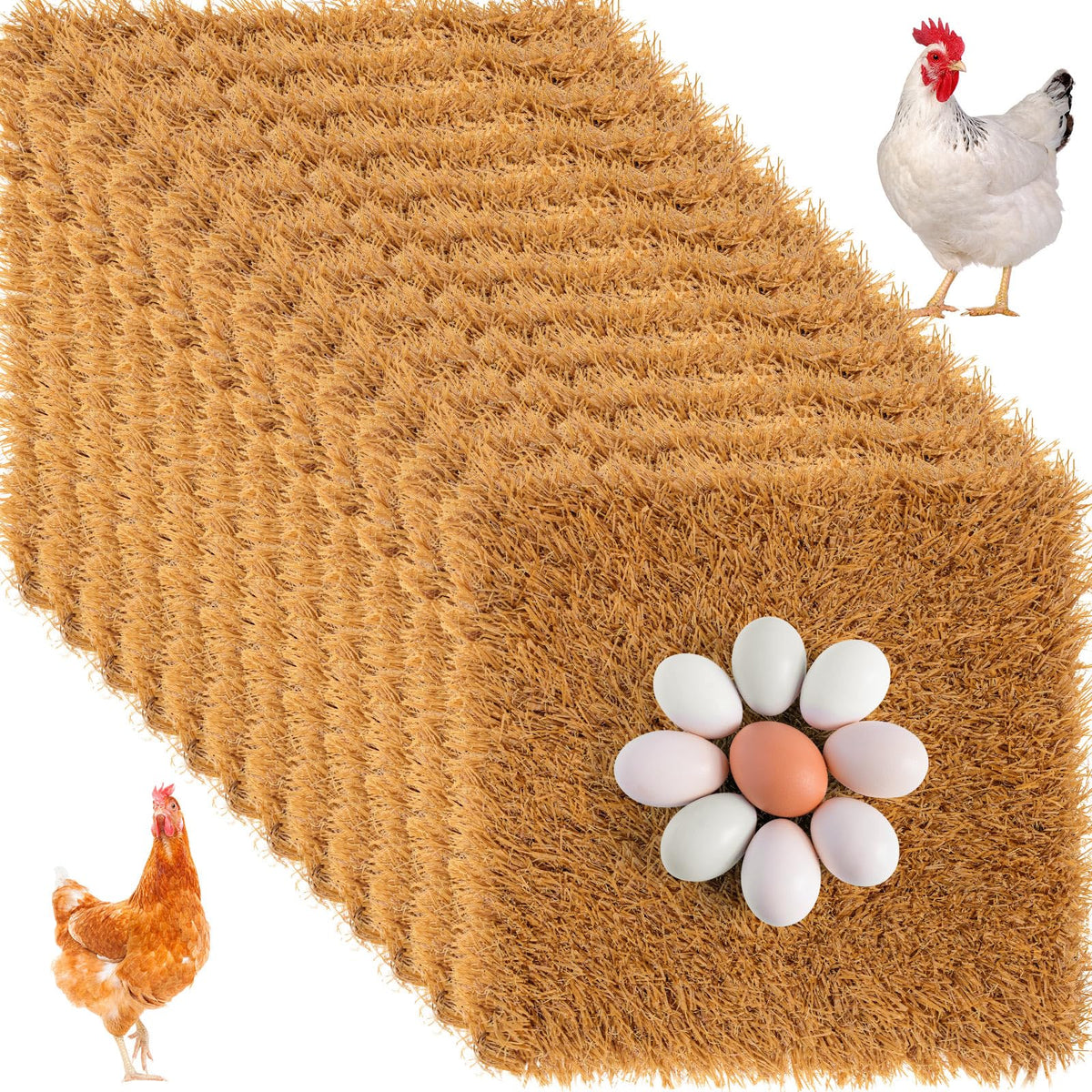 Zhengmy brown nesting pad 12x12 with soft grass texture for cozy hen nesting