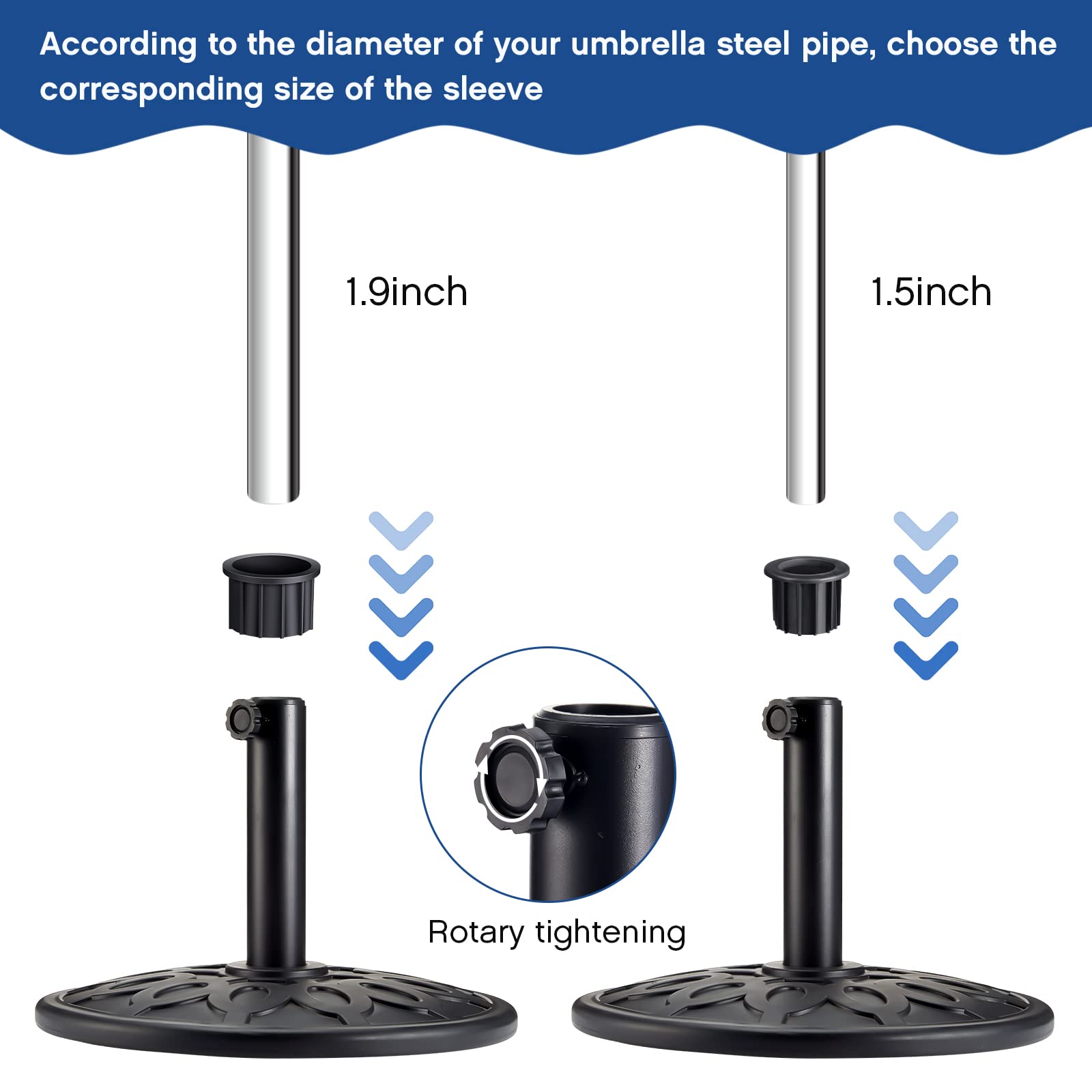 Zhengmy umbrella-hole-ring-1-55inch ensures snug pole fit for smaller poles.