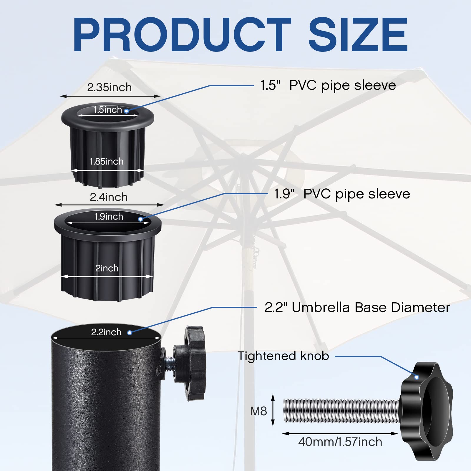 Zhengmy umbrella-hole-ring-1-95inch ensures snug pole fit against wind.
