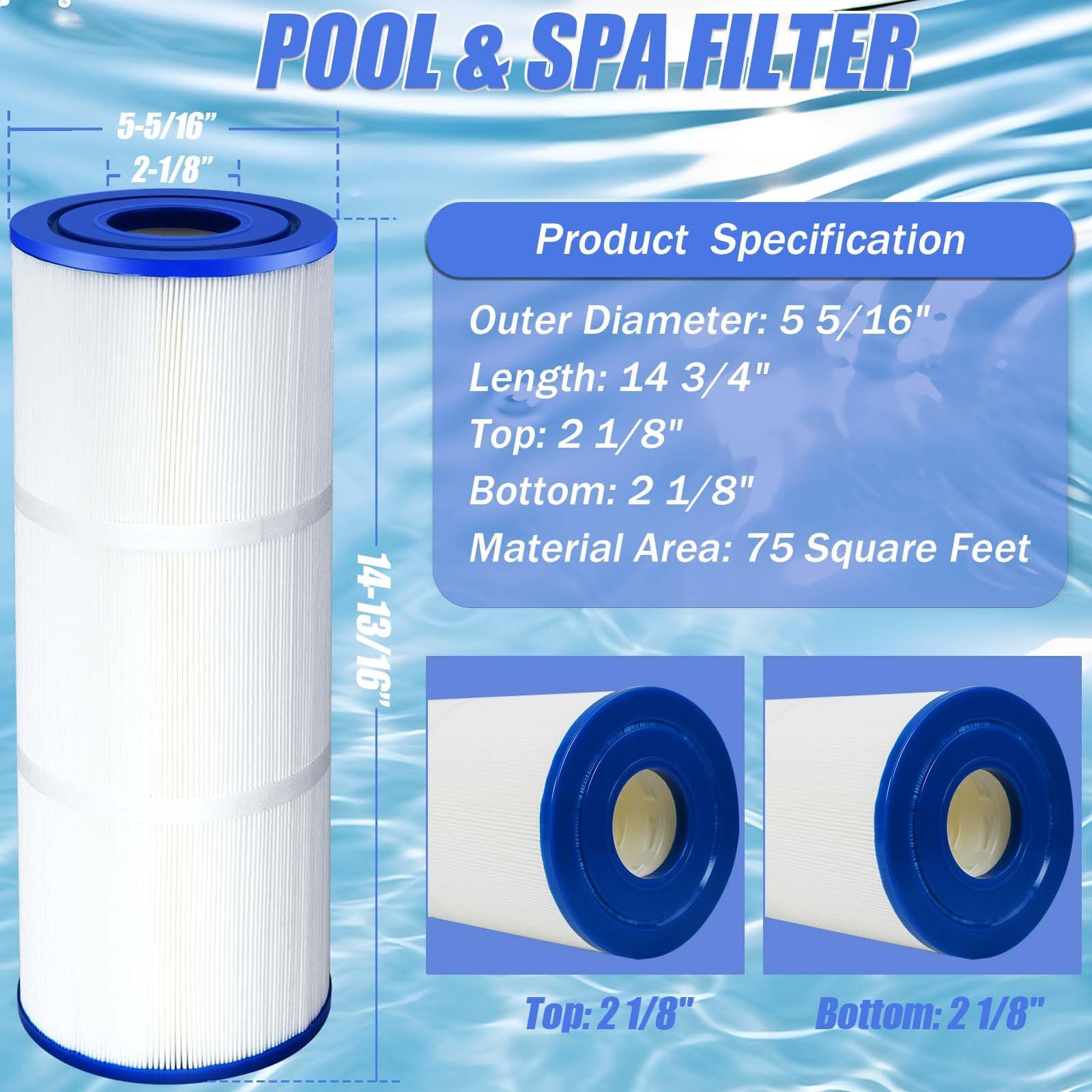 Zhenx C-5374 PLBS75 spa filter bottom opening view shows secure seal