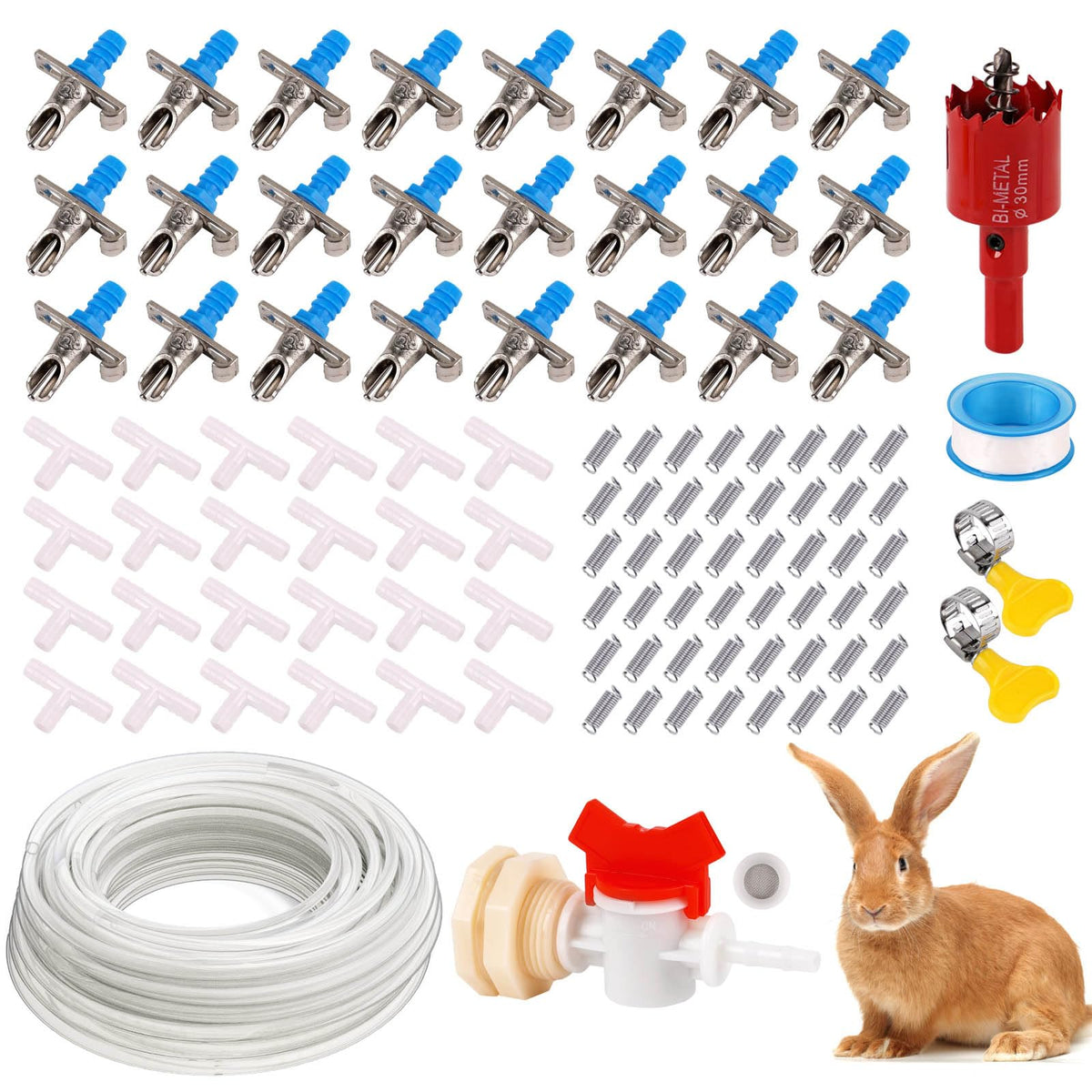 ZHEQOGZH automatic rabbit waterer system for easy gravity-fed hydration.