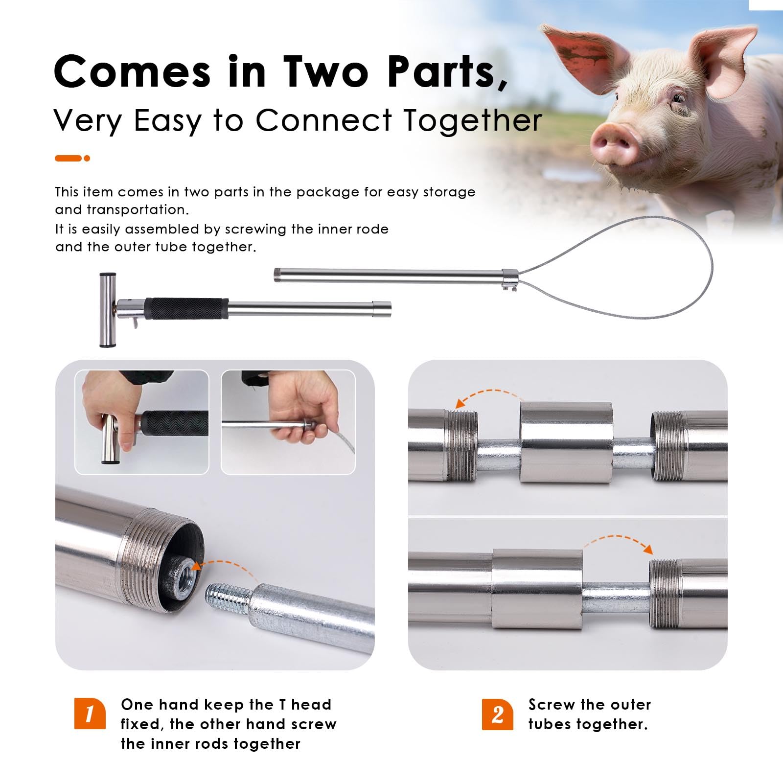 ZHEQOGZH dog catcher pole stainless-steel construction ensures lasting durability.