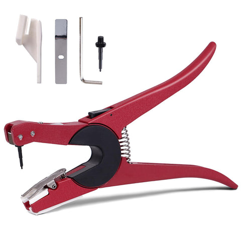 ZHEQOGZH ear tag applicator for cattle with a red handle for precise tagging