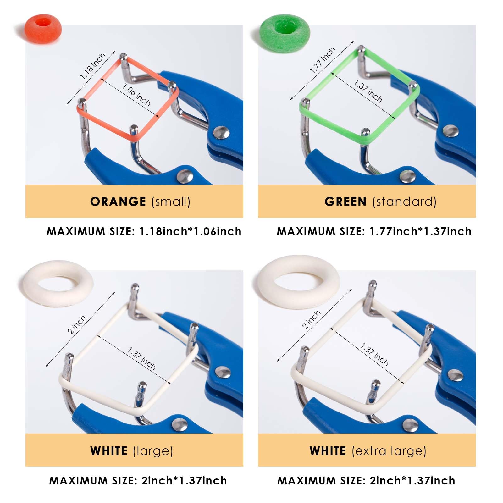 Large-size rubber rings for bigger stock and secure fitting.