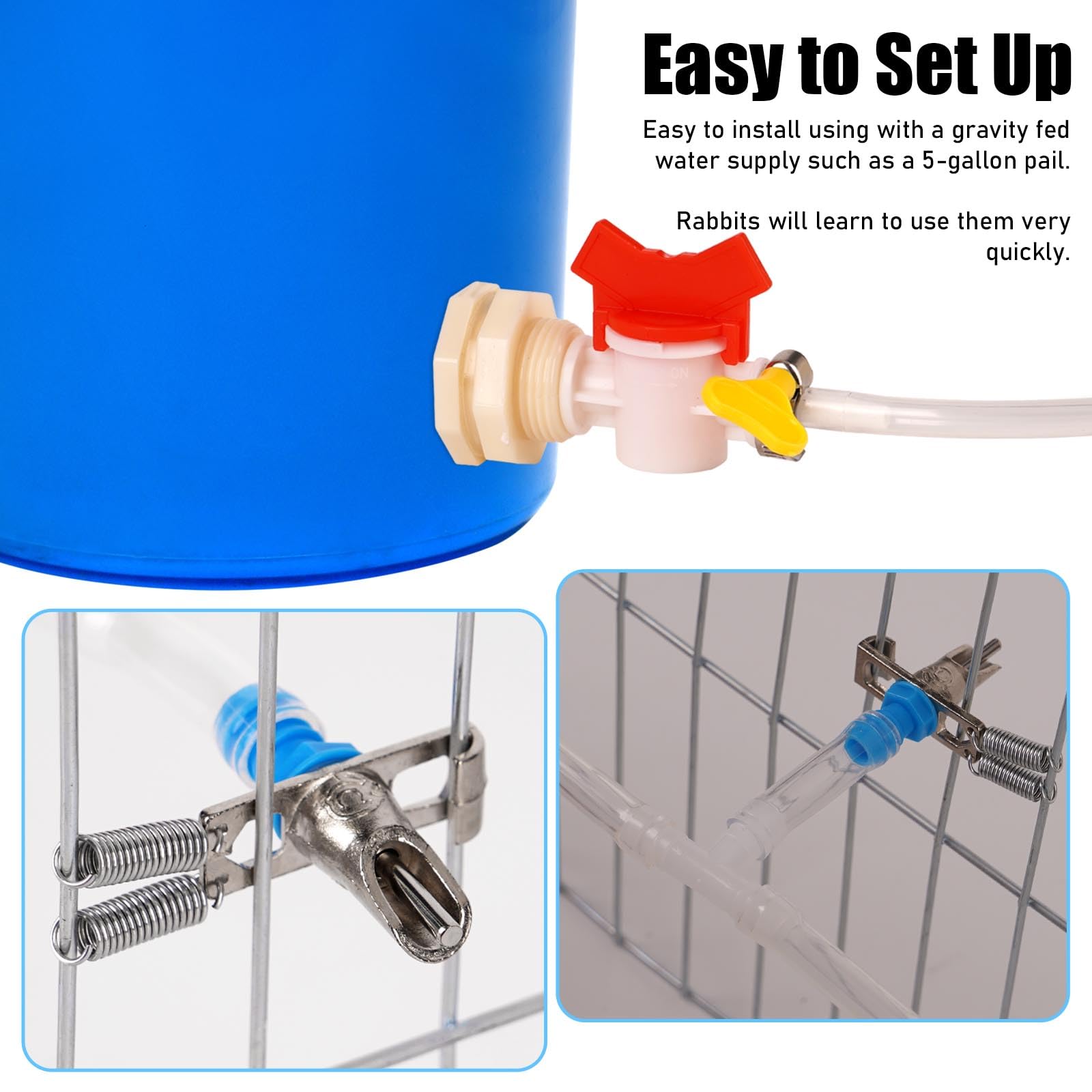 ZHEQOGZH water bucket connector supports gravity-fed setup with a pail