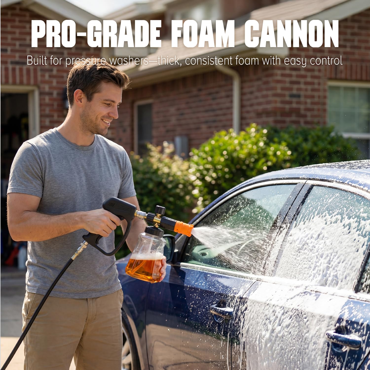 Zhevebaga foam cannon adjustable nozzle delivers customizable spray patterns for efficient washing.