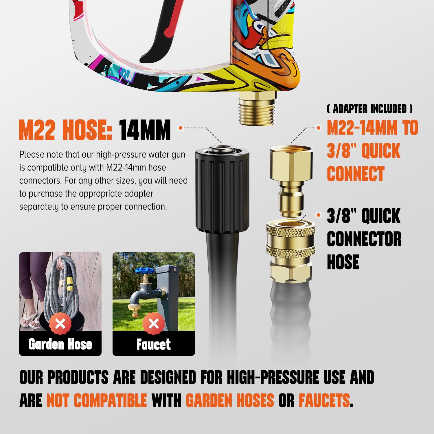 Zhevebaga foam cannon interface aligns with common pressure washers for quick setup.