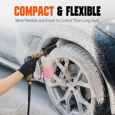 Zhevebaga foam cannon compatibility enhances car washing versatility.