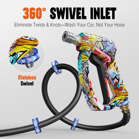 Zhevebaga stainless five-nozzle set enables versatile cleaning options.