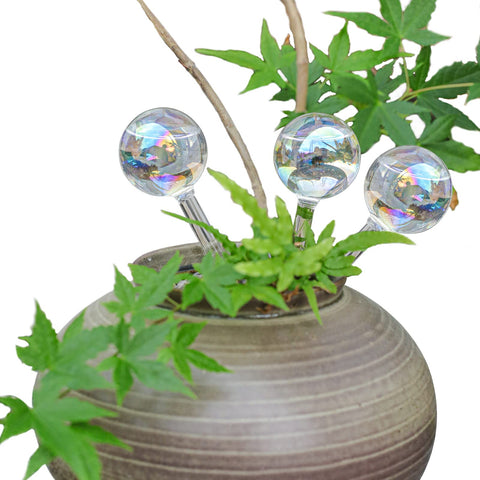 zHzHGuo iridescent watering globe with rainbow glass finish for indoor plants.