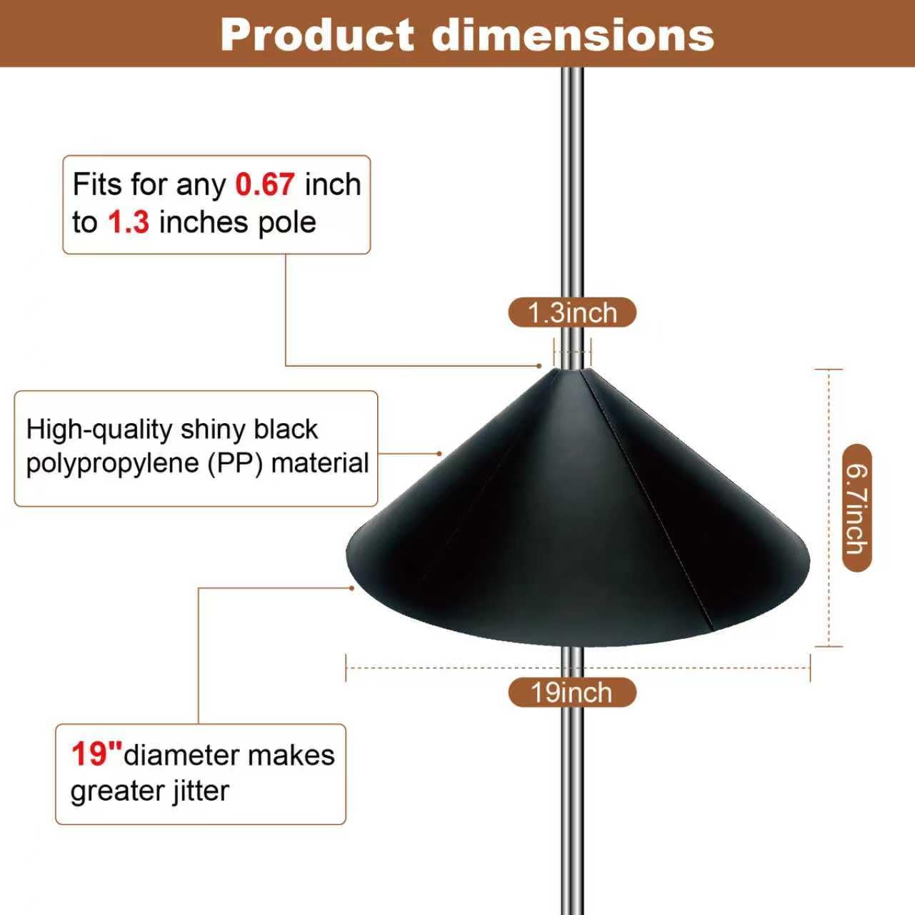 ZHIGLMYD all-weather squirrel baffle on a bird feeder in outdoor conditions