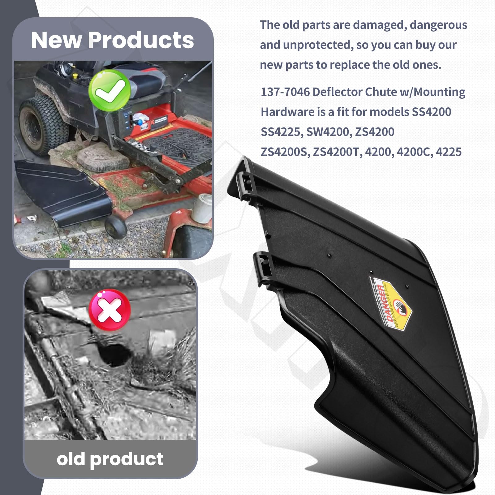 ZHIXING deflector chute packaging showing replacement part for worn components.
