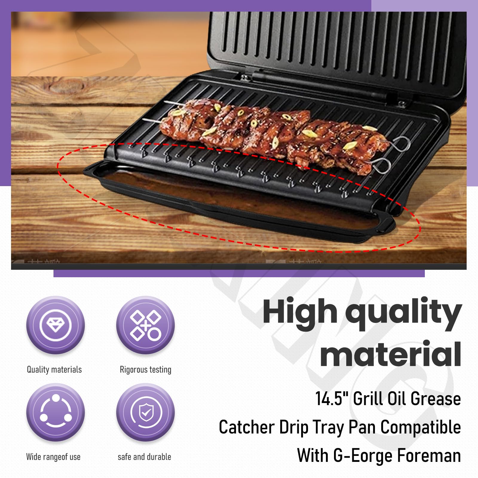 ZHIXING durable replacement tray for Foreman grills resists cracking and warping