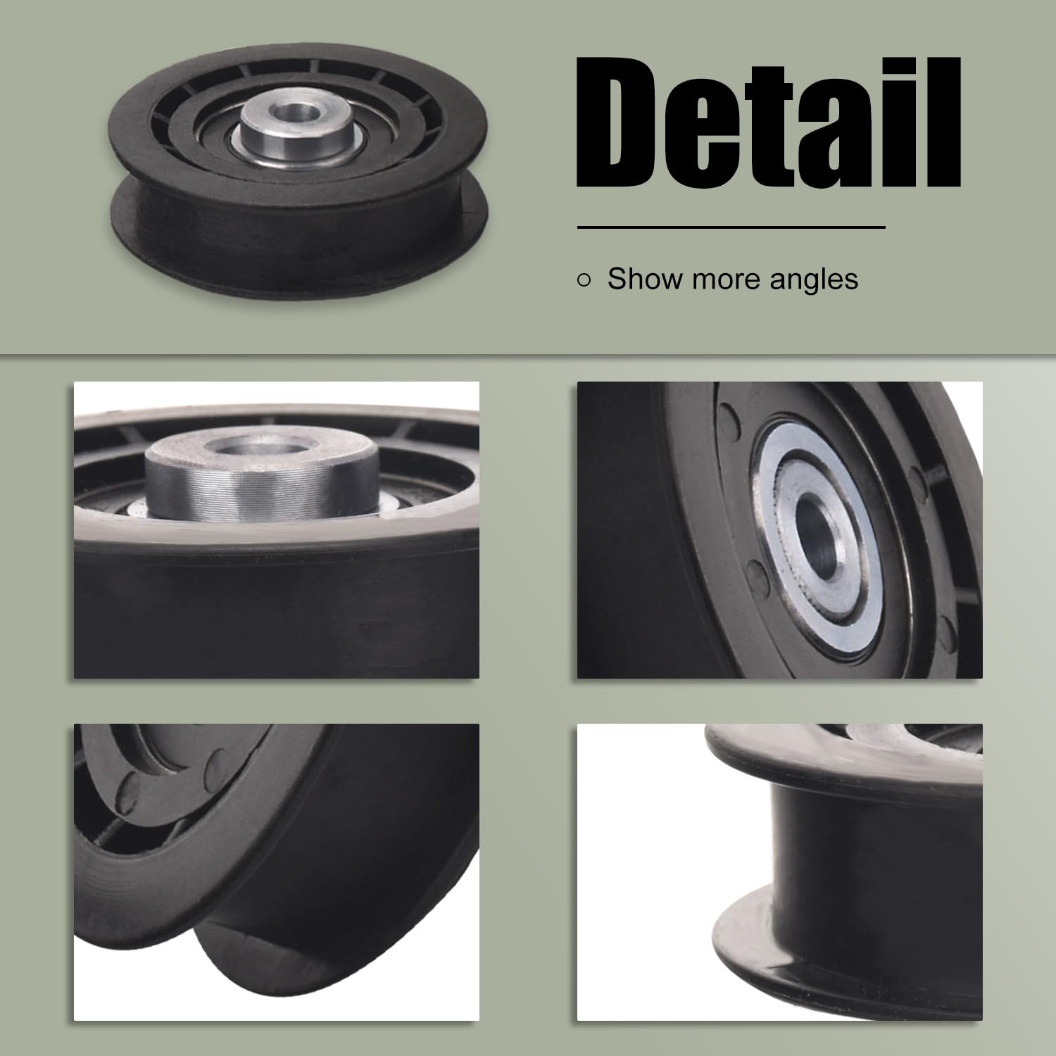 Closeup of Zhixing idler pulley, showing sturdy material and smooth finish for durability.