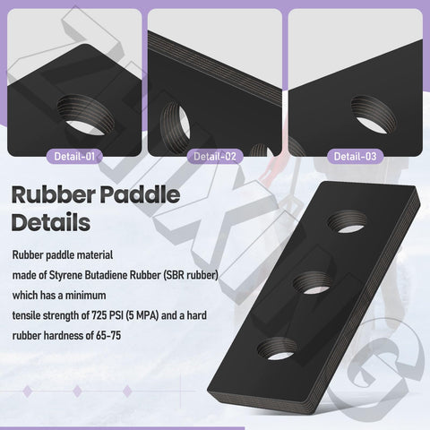 Zhixing rubber paddle close-up reveals 3/8-inch SBR material
