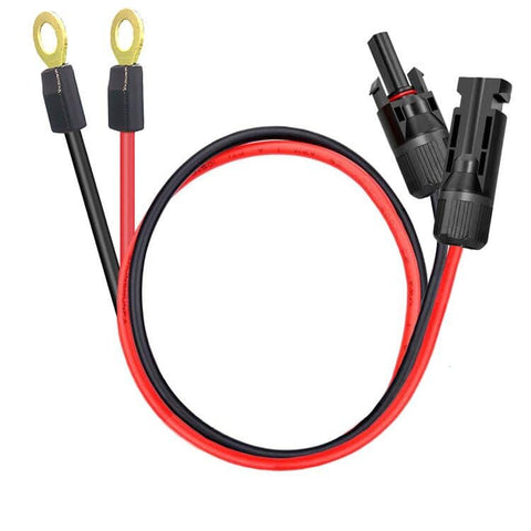 ZHOFONET solar-to-o-ring connector close-up with 10AWG wires for efficient charging