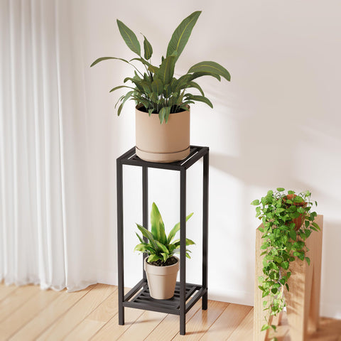 Zhongma 2-tier plant stand front view displaying sturdy steel frame for outdoor use
