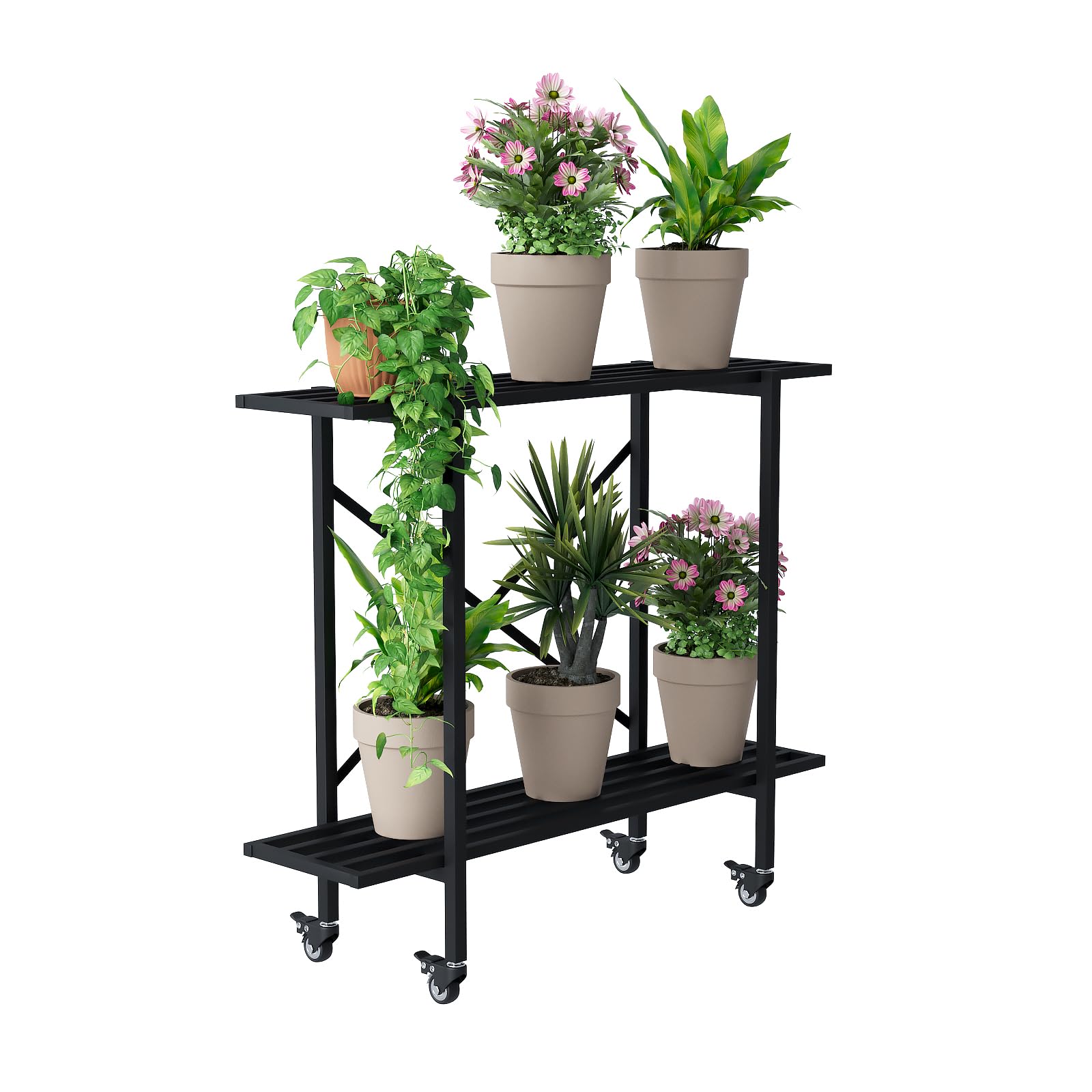 Zhongma 2-tier plant stand with narrow windowsill for compact spaces.