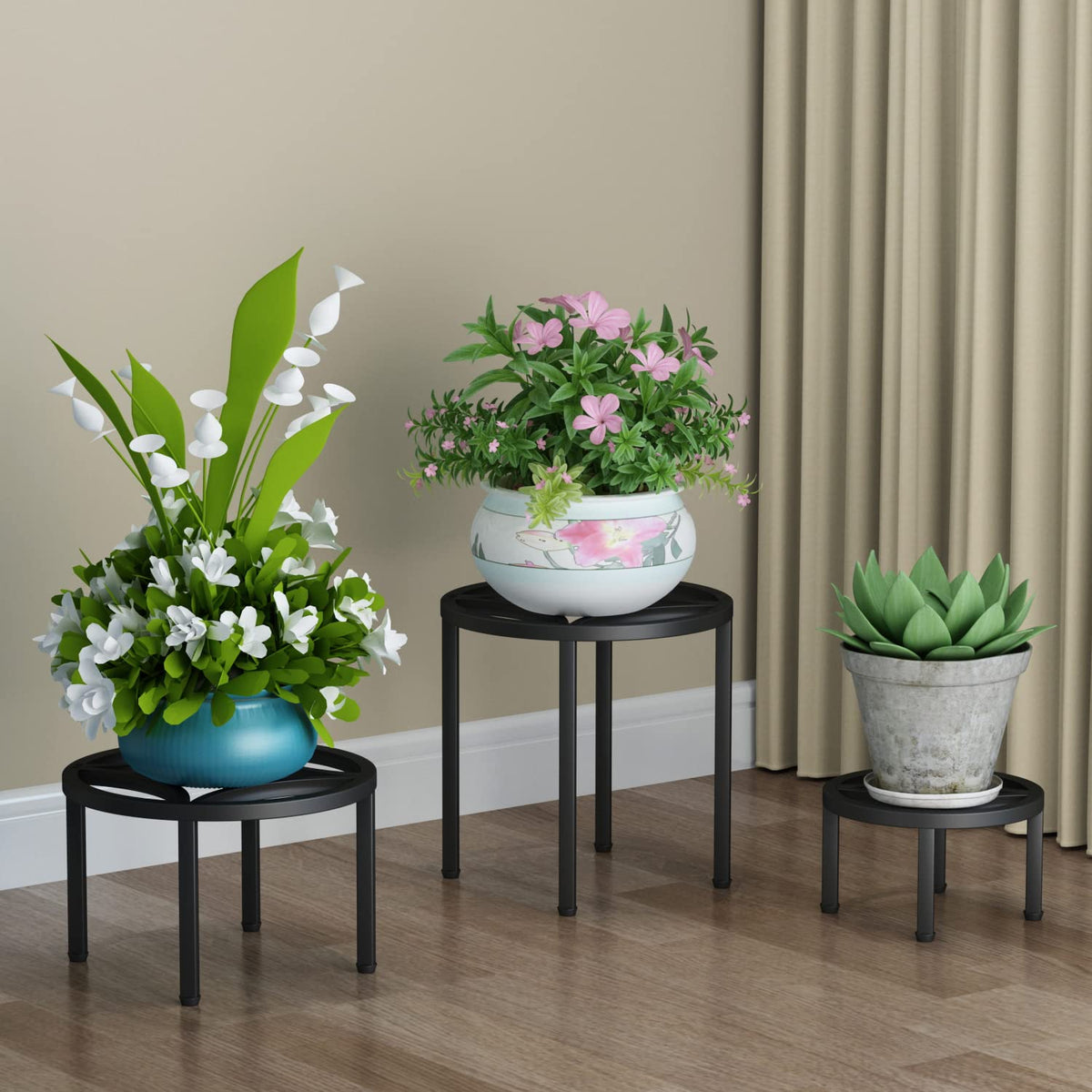 Zhongma 3-piece set, side view, sturdy frame for heavy pots.