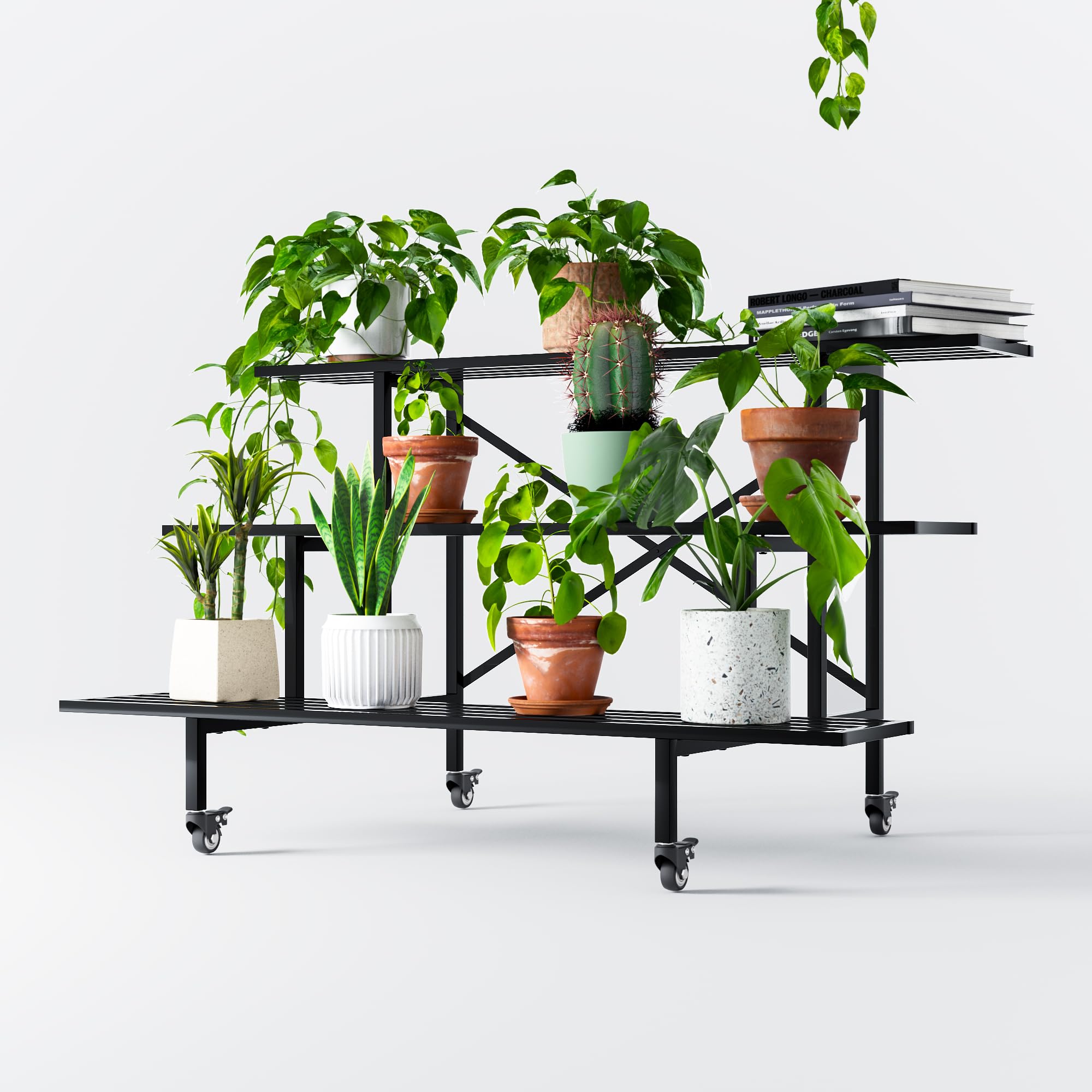 Zhongma 3-tier stand on floor with four-brake casters rolling smoothly
