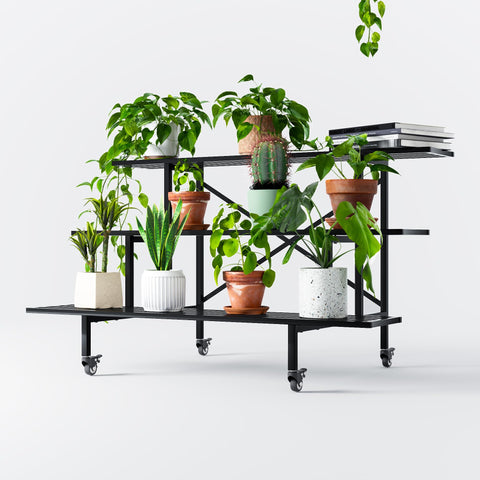Zhongma 3-tier stand on floor with four-brake casters rolling smoothly