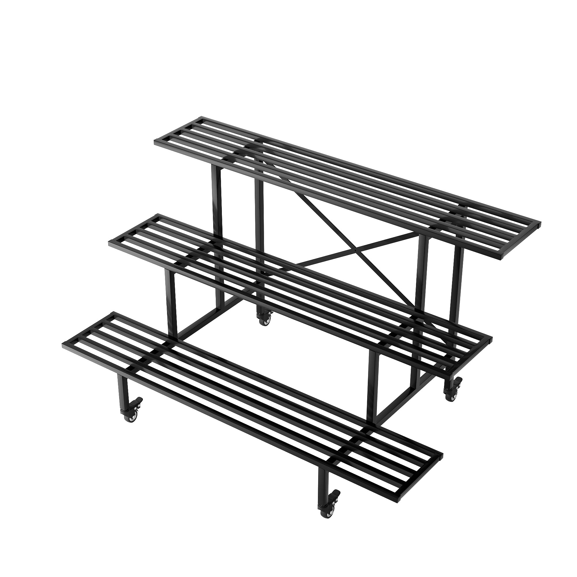 Zhongma 3-tier plant stand with wheels side view for easy indoor mobility