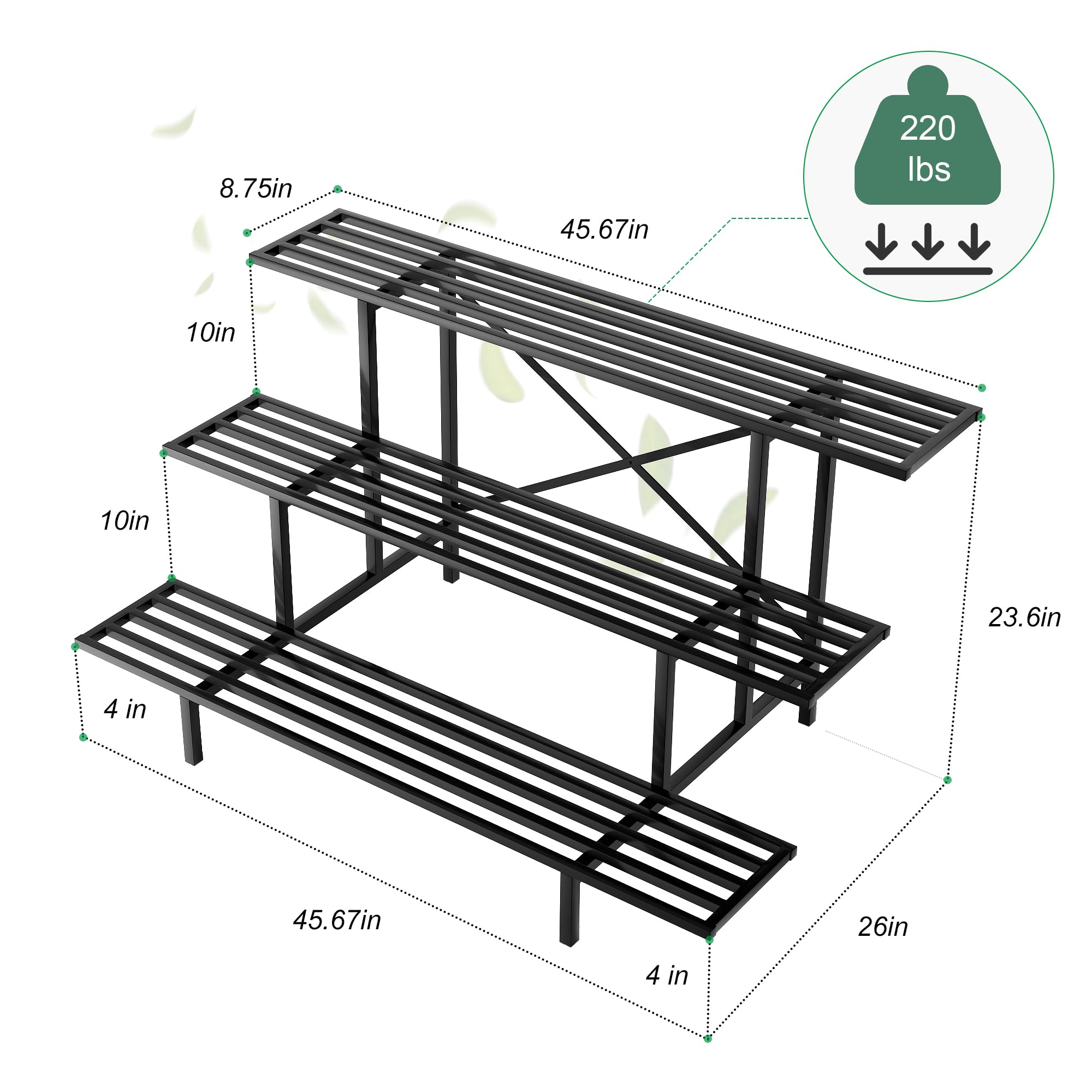 Zhongma each tier supports up to 220 lbs for sturdy shelving