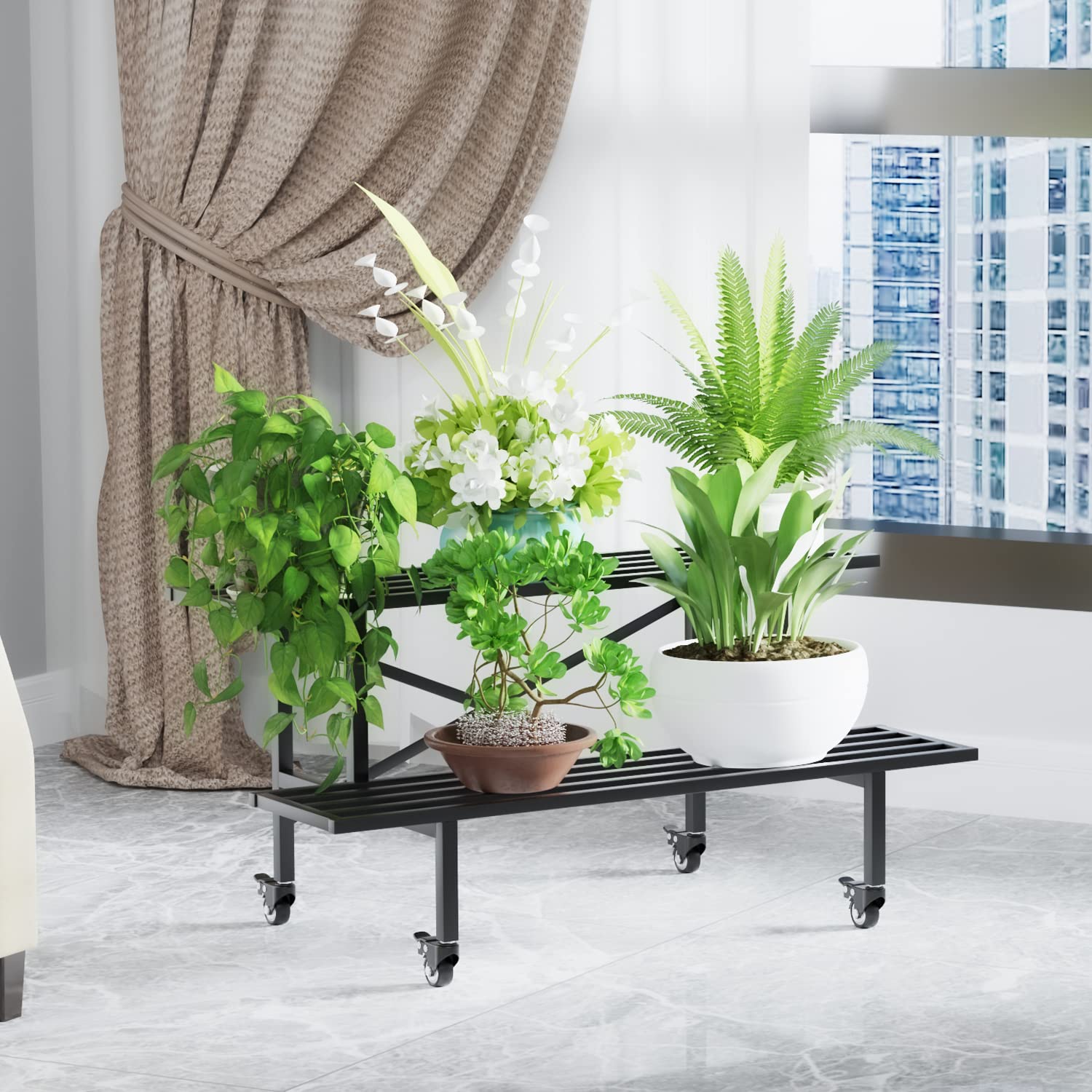 Zhongma stand features four brakes-enabled casters for stability