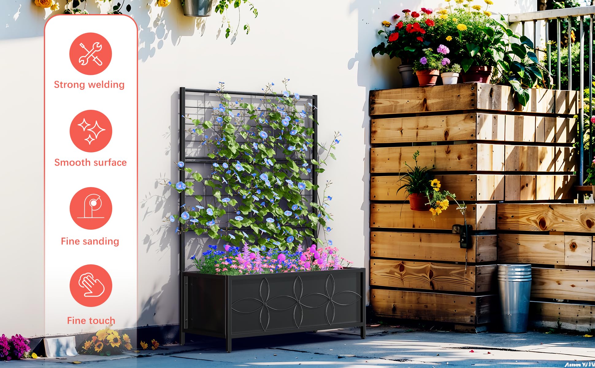 Zhongma inner dimensions 33.85 x 14.17 x 11 inches for planting space.