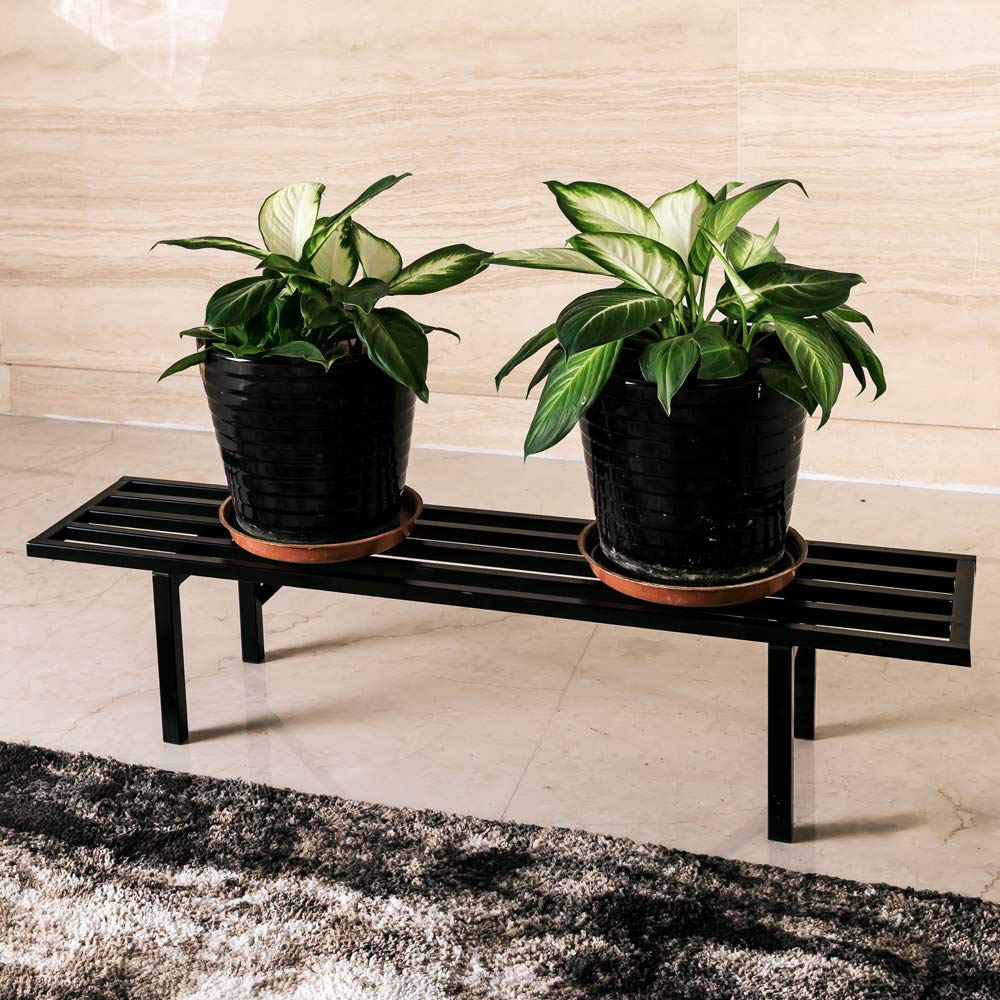 Zhongma One Tier Plant Stand frame in carbon steel offers durable rustproof construction.