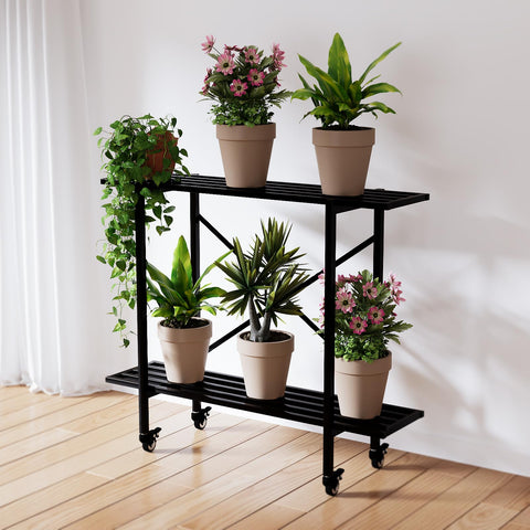 Zhongma plant stand with wheels for easy 360-degree mobility.