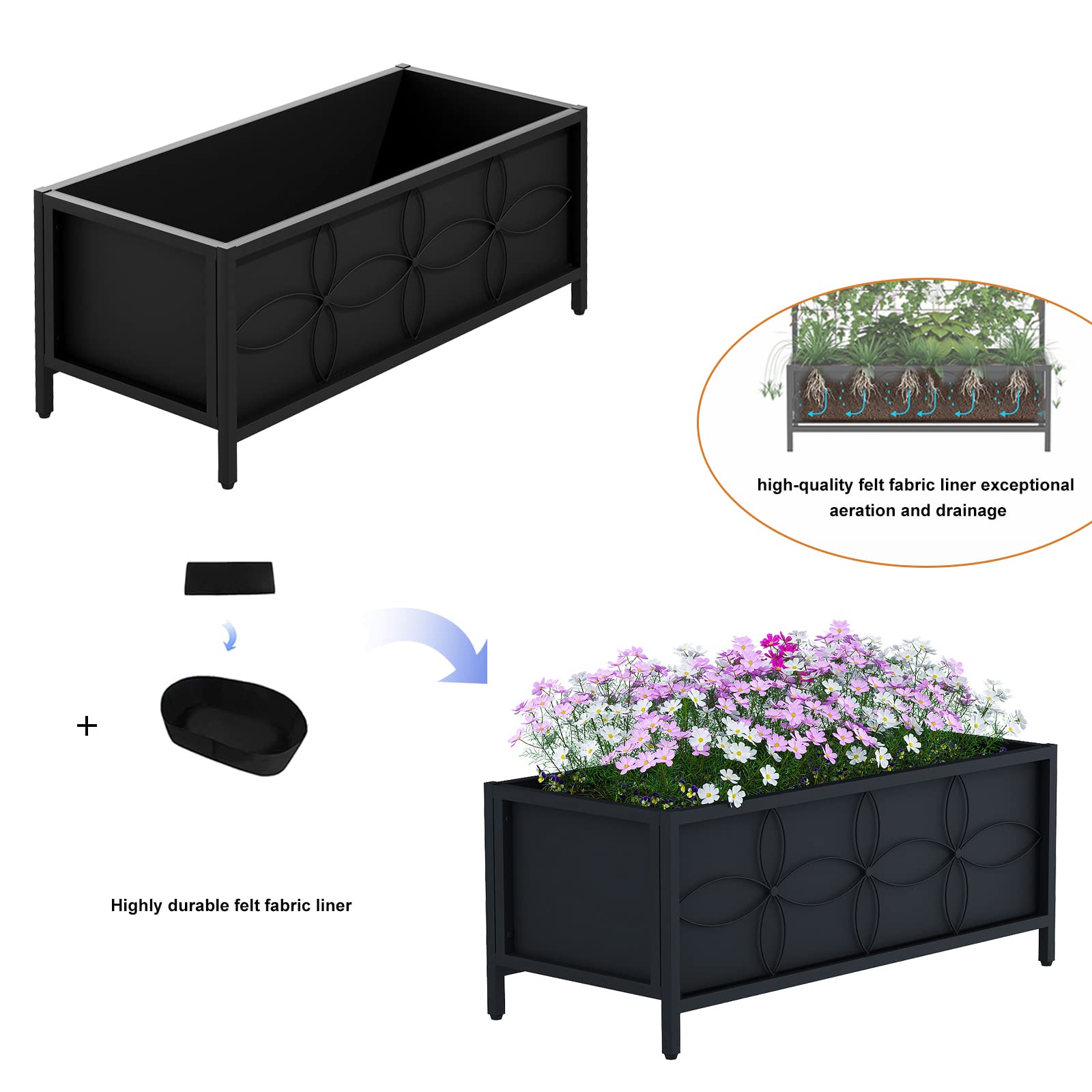 Zhongma garden bed carbon steel frame detail reveals rust-resistant coating.
