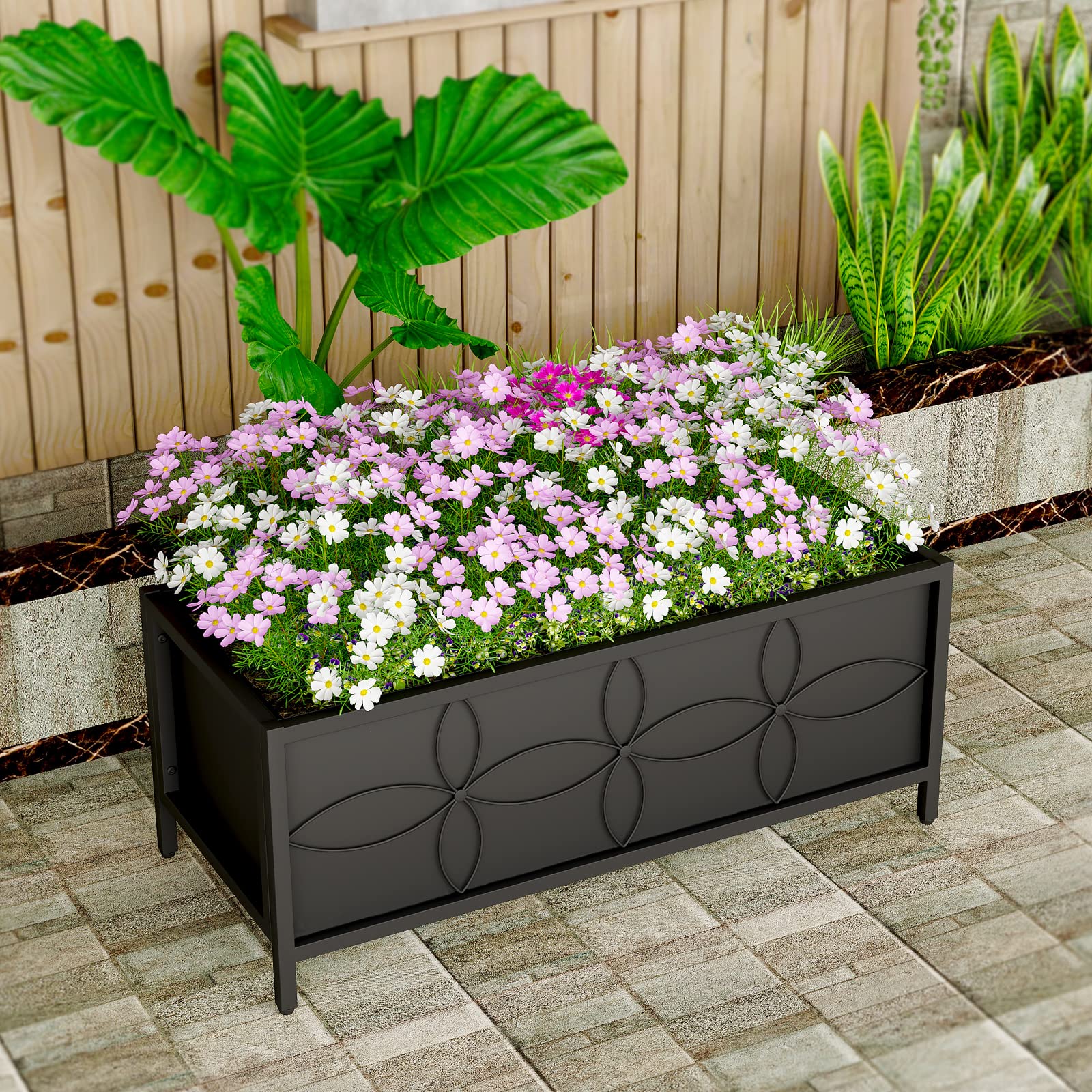 Zhongma garden bed inner liner closeup highlighting breathable felt for aeration.