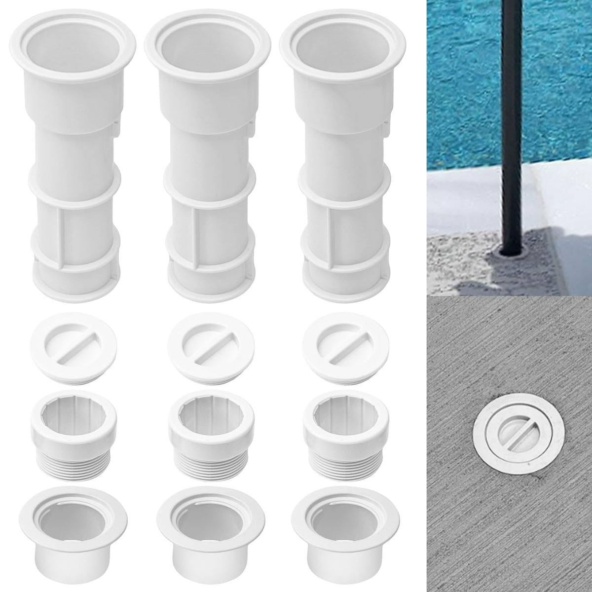 ZHONGXIA US105 umbrella stand sleeve and center cap for 7-1/2-inch fit on outdoor decks