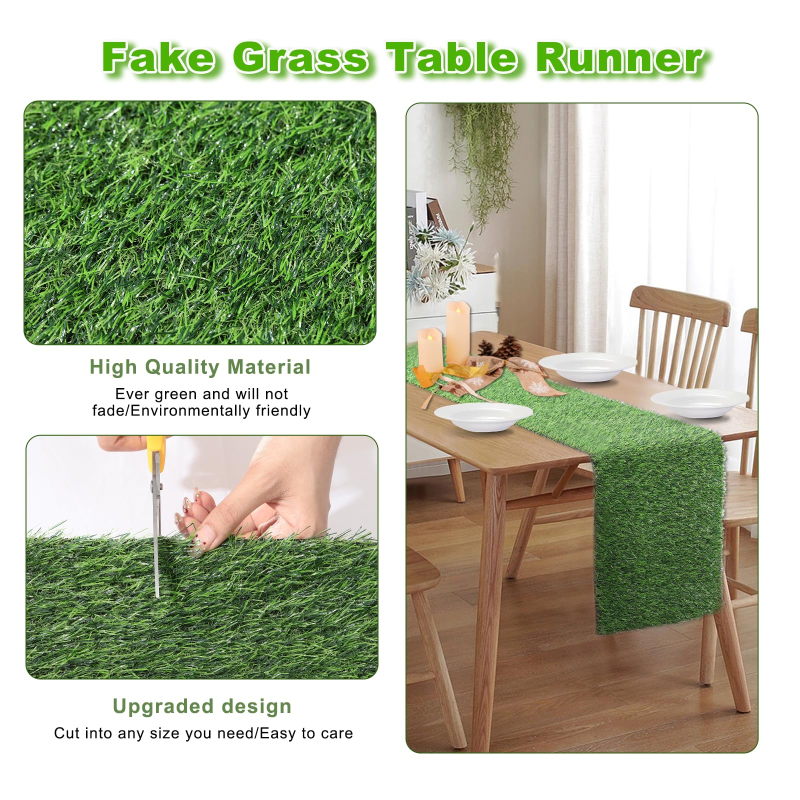 ZHOUXITU artificial-grass-table-runner-wedding-table setup for elegant outdoor decor.
