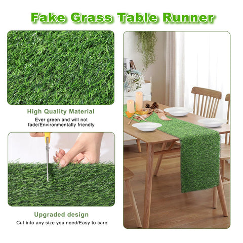 ZHOUXITU artificial-grass-table-runner-wedding-table setup for elegant outdoor decor.