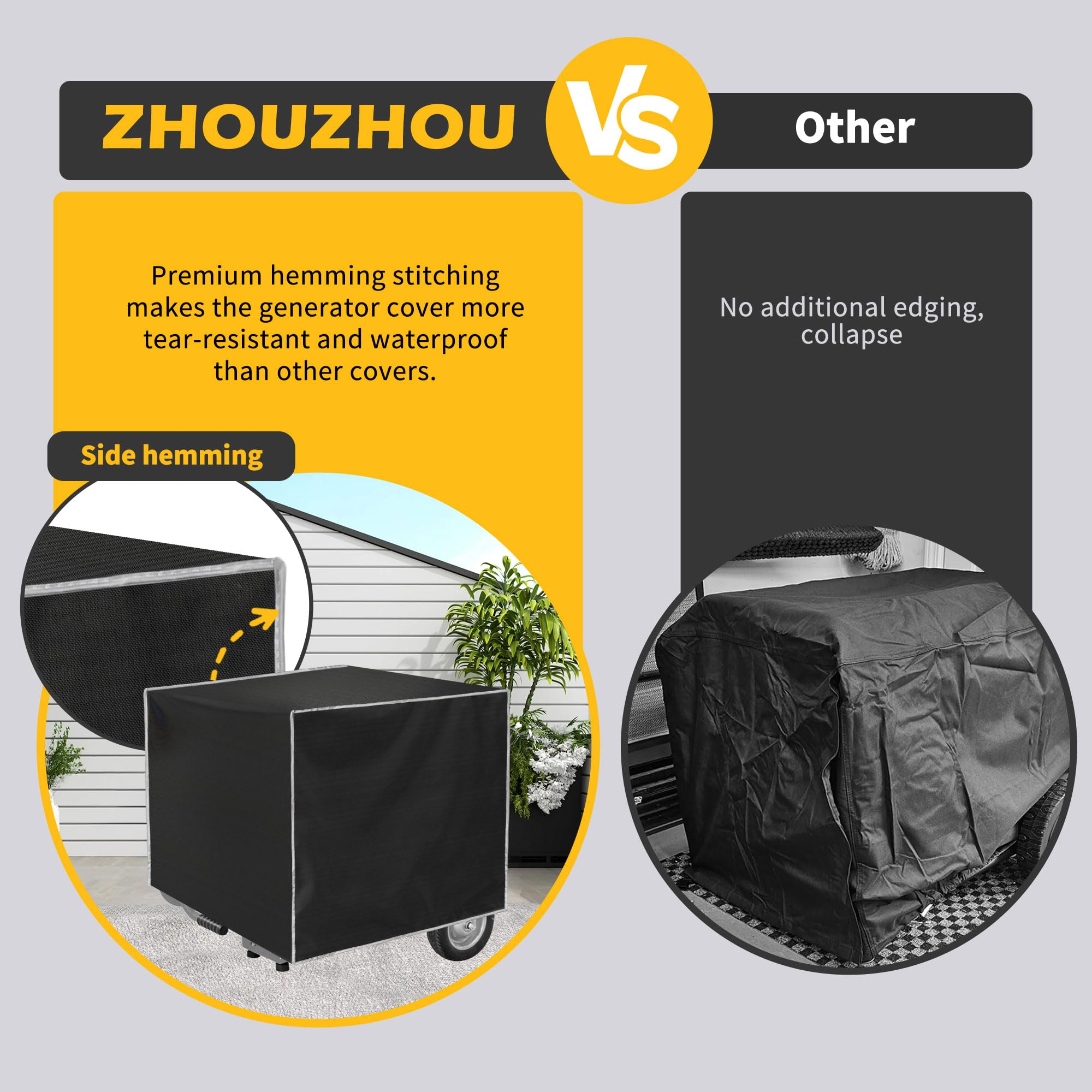 Zhouzhou generator cover side buckle strap for wind resistance.
