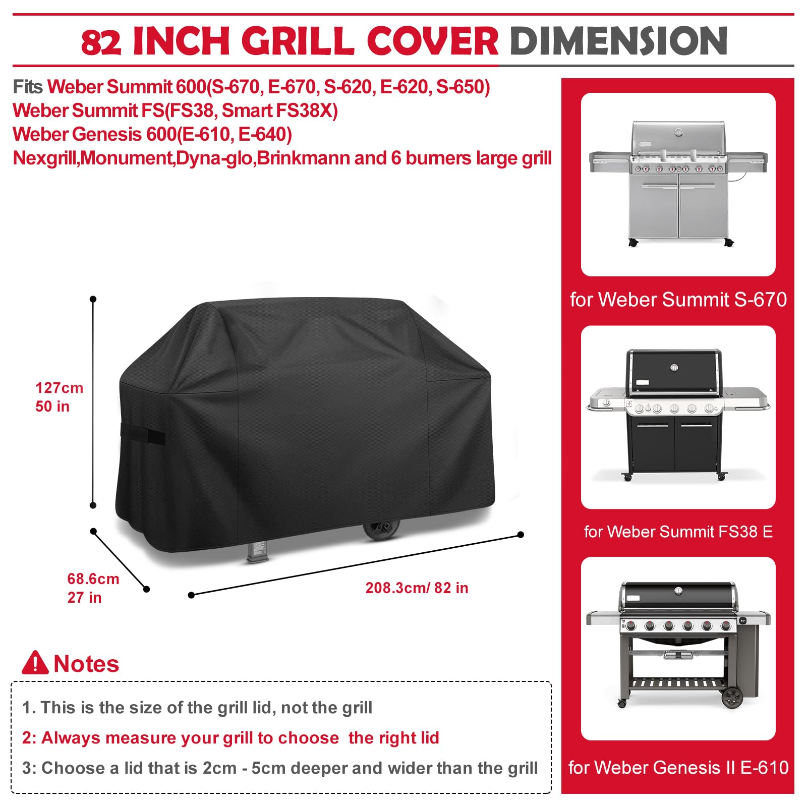 ZHSX grill cover made of 600D Oxford fabric for durable rain and dust protection.