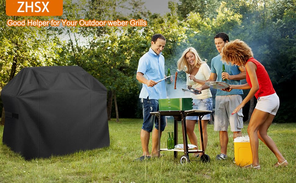 ZHSX compatible cover fits Weber, Genesis, Charbroil for versatile outdoor cooking protection.
