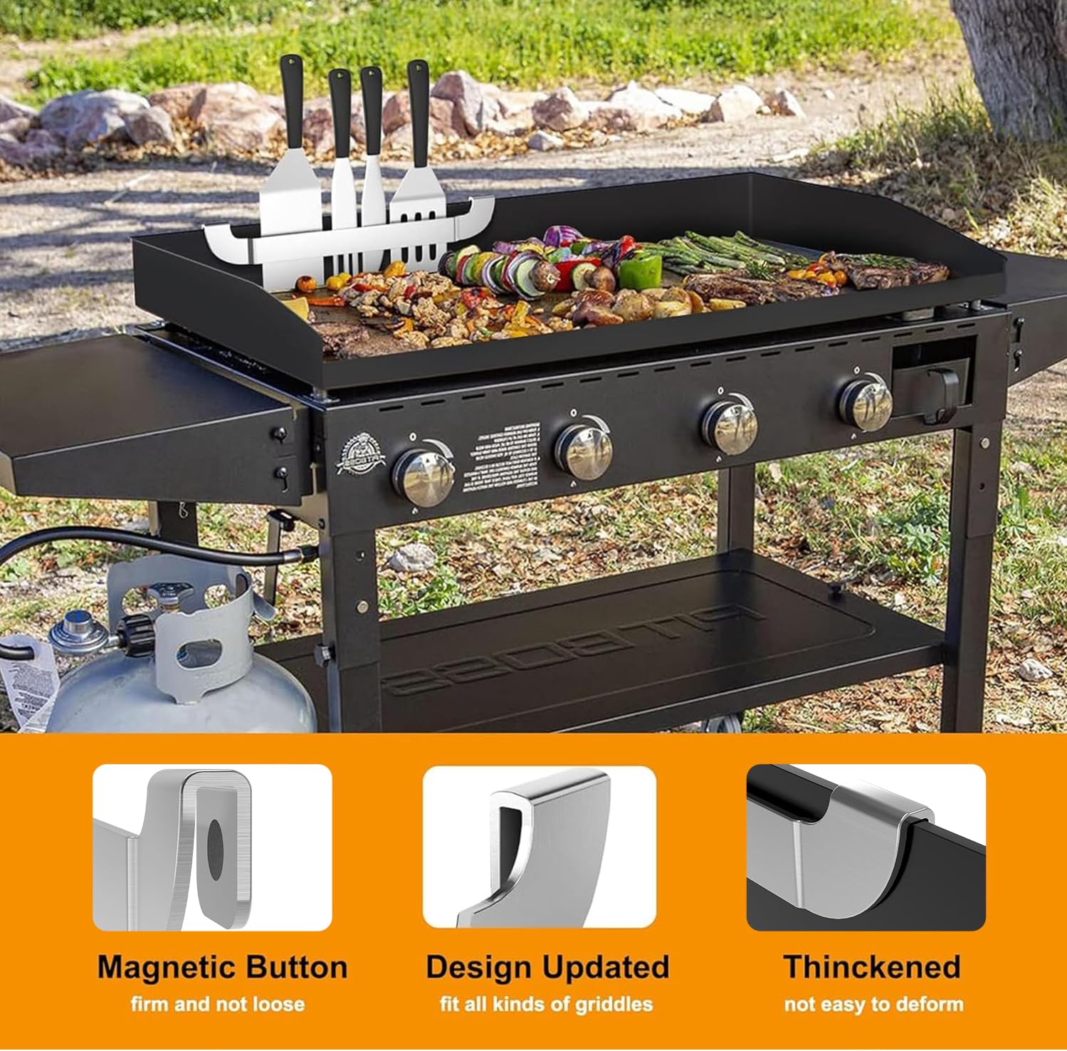 ZHSX wall-mount spatula rack saves counter space on griddles