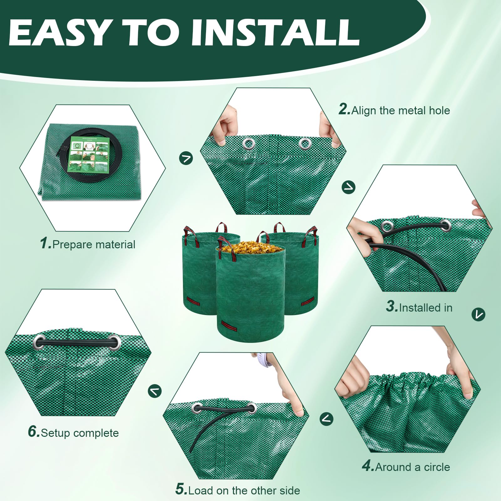 Zhulerzil large-capacity bags simplify debris collection on lawns.