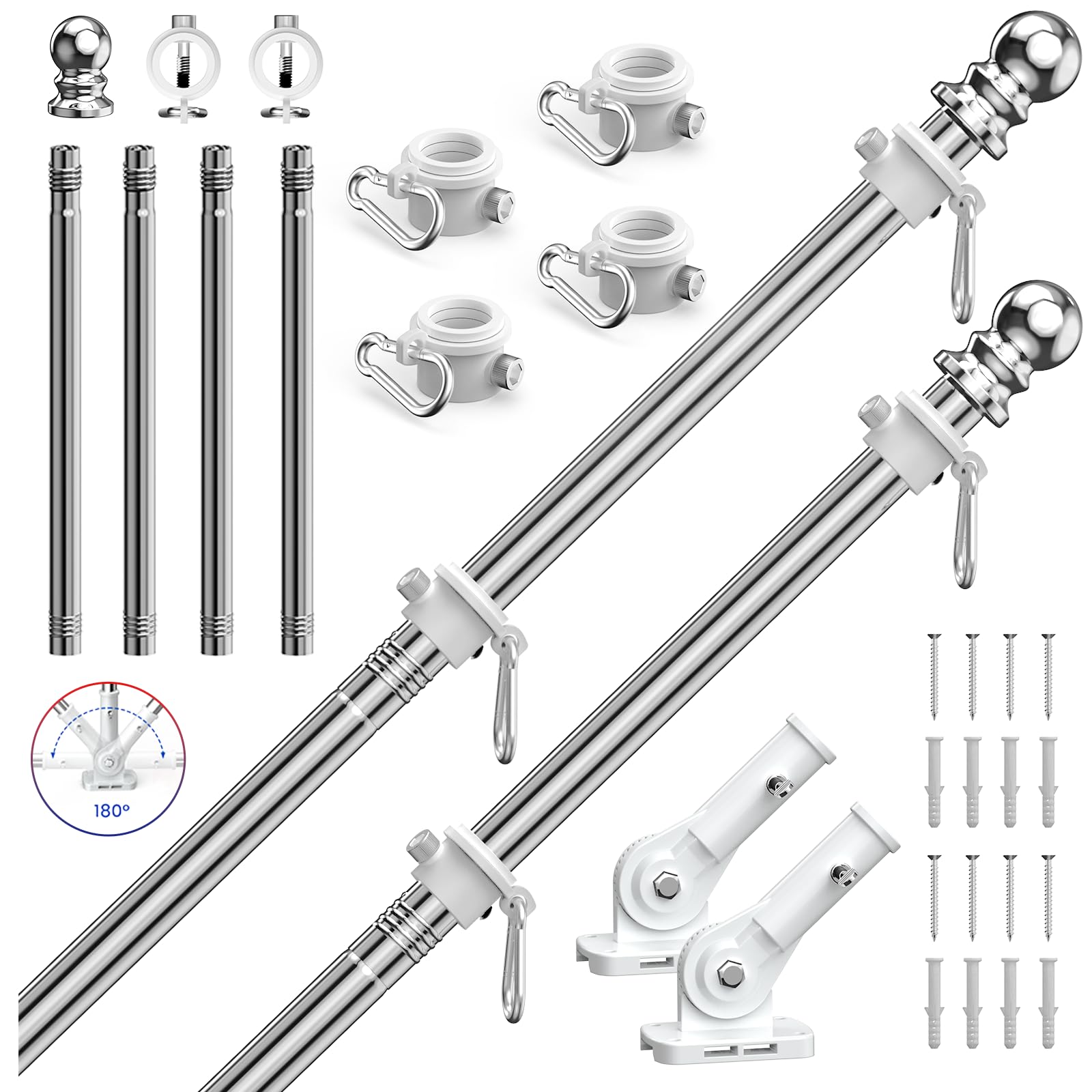 ZHULI 5ft flag pole kit in stainless steel for durable outdoor use.