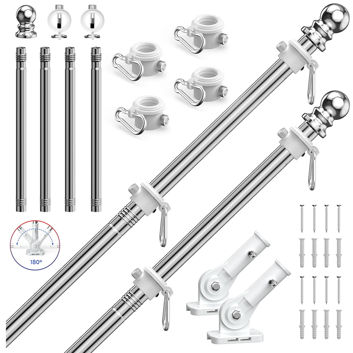 ZHULI 5ft flag pole kit in stainless steel for durable outdoor use.